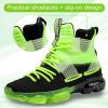 imageJMFCHI Kids Basketball Shoes Hightop Sports Shoes Sneakers Durable Laceup NonSlip Running Shoes Secure for Little Kids Big Kids and Boys GirlsGreen8119