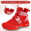 imageJMFCHI Kids Basketball Shoes Hightop Sports Shoes Sneakers Durable Laceup NonSlip Running Shoes Secure for Little Kids Big Kids and Boys GirlsRed8119