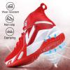 imageJMFCHI Kids Basketball Shoes Hightop Sports Shoes Sneakers Durable Laceup NonSlip Running Shoes Secure for Little Kids Big Kids and Boys GirlsRedWhite