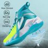 imageJMFCHI Kids Basketball Shoes Hightop Sports Shoes Sneakers Durable Laceup NonSlip Running Shoes Secure for Little Kids Big Kids and Boys GirlsSky Blue