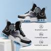 imageJMFCHI Kids Basketball Shoes Hightop Sports Shoes Sneakers Durable Laceup NonSlip Running Shoes Secure for Little Kids Big Kids and Boys GirlsWhiteBlack8235