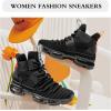 imageJMFCHI Womens Sneakers Walking Shoes Mesh Lace up Tennis Shoes Fashion Non Slip Casual Workout Sneaker Gym SportsBlack