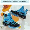 imageJMFCHI Womens Sneakers Walking Shoes Mesh Lace up Tennis Shoes Fashion Non Slip Casual Workout Sneaker Gym SportsBlackBlue