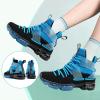 imageJMFCHI Womens Sneakers Walking Shoes Mesh Lace up Tennis Shoes Fashion Non Slip Casual Workout Sneaker Gym SportsBlackBlue