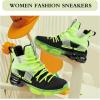 imageJMFCHI Womens Sneakers Walking Shoes Mesh Lace up Tennis Shoes Fashion Non Slip Casual Workout Sneaker Gym SportsBlackGreen