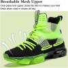 imageJMFCHI Womens Sneakers Walking Shoes Mesh Lace up Tennis Shoes Fashion Non Slip Casual Workout Sneaker Gym SportsBlackGreen