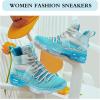 imageJMFCHI Womens Sneakers Walking Shoes Mesh Lace up Tennis Shoes Fashion Non Slip Casual Workout Sneaker Gym SportsLight Blue