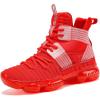 imageJMFCHI Kids Basketball Shoes Hightop Sports Shoes Sneakers Durable Laceup NonSlip Running Shoes Secure for Little Kids Big Kids and Boys GirlsRed8119