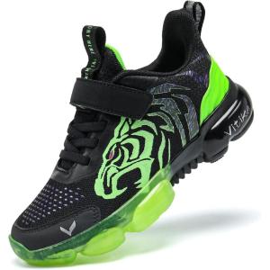 imageJMFCHI Boys Girls Kids Sneakers Knitted Mesh Sports Shoes Breathable Lightweight Running Shoes for Kids Fashion Athletic Casual ShoesBlack Green8167