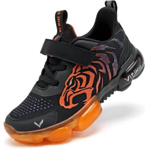 imageJMFCHI Boys Girls Kids Sneakers Knitted Mesh Sports Shoes Breathable Lightweight Running Shoes for Kids Fashion Athletic Casual ShoesBlack Orange8167