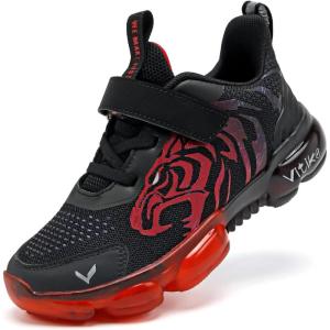 imageJMFCHI Boys Girls Kids Sneakers Knitted Mesh Sports Shoes Breathable Lightweight Running Shoes for Kids Fashion Athletic Casual ShoesBlack Red8167