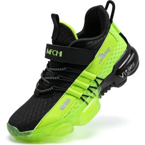 imageJMFCHI Boys Girls Kids Sneakers Knitted Mesh Sports Shoes Breathable Lightweight Running Shoes for Kids Fashion Athletic Casual ShoesBlackGreen8100