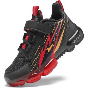 imageJMFCHI Boys Girls Kids Sneakers Knitted Mesh Sports Shoes Breathable Lightweight Running Shoes for Kids Fashion Athletic Casual ShoesBlackRed8169