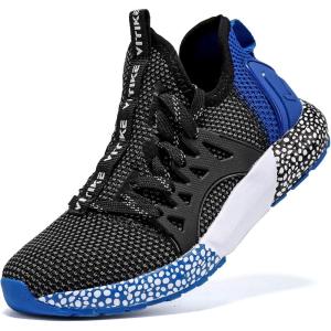 imageJMFCHI Boys Girls Kids Sneakers Knitted Mesh Sports Shoes Breathable Lightweight Running Shoes for Kids Fashion Athletic Casual ShoesBlue8082