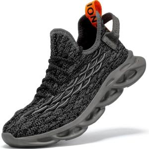 imageJMFCHI Boys Girls Kids Sneakers Knitted Mesh Sports Shoes Breathable Lightweight Running Shoes for Kids Fashion Athletic Casual ShoesGrey8108