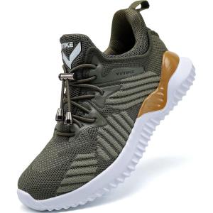 imageJMFCHI Boys Girls Kids Sneakers Knitted Mesh Sports Shoes Breathable Lightweight Running Shoes for Kids Fashion Athletic Casual ShoesOlive Green