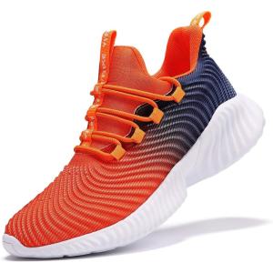 imageJMFCHI Boys Girls Kids Sneakers Knitted Mesh Sports Shoes Breathable Lightweight Running Shoes for Kids Fashion Athletic Casual ShoesOrange8091