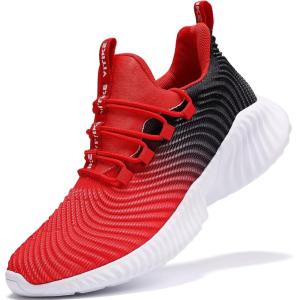 imageJMFCHI Boys Girls Kids Sneakers Knitted Mesh Sports Shoes Breathable Lightweight Running Shoes for Kids Fashion Athletic Casual ShoesRed8091