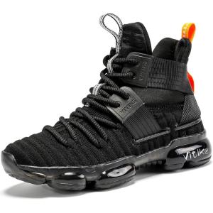 imageJMFCHI Kids Basketball Shoes Hightop Sports Shoes Sneakers Durable Laceup NonSlip Running Shoes Secure for Little Kids Big Kids and Boys GirlsBlack8119