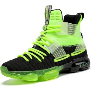 imageJMFCHI Kids Basketball Shoes Hightop Sports Shoes Sneakers Durable Laceup NonSlip Running Shoes Secure for Little Kids Big Kids and Boys GirlsGreen8119