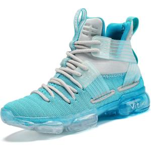 imageJMFCHI Kids Basketball Shoes Hightop Sports Shoes Sneakers Durable Laceup NonSlip Running Shoes Secure for Little Kids Big Kids and Boys GirlsLight Blue8119