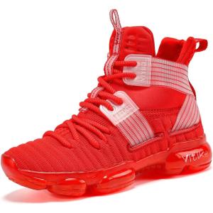 imageJMFCHI Kids Basketball Shoes Hightop Sports Shoes Sneakers Durable Laceup NonSlip Running Shoes Secure for Little Kids Big Kids and Boys GirlsRed8119