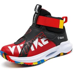 imageJMFCHI Kids Basketball Shoes Hightop Sports Shoes Sneakers Durable Laceup NonSlip Running Shoes Secure for Little Kids Big Kids and Boys GirlsRed8136