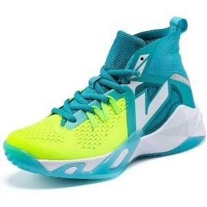 imageJMFCHI Kids Basketball Shoes Hightop Sports Shoes Sneakers Durable Laceup NonSlip Running Shoes Secure for Little Kids Big Kids and Boys GirlsSky Blue