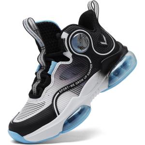 imageJMFCHI Kids Basketball Shoes Hightop Sports Shoes Sneakers Durable Laceup NonSlip Running Shoes Secure for Little Kids Big Kids and Boys GirlsWhiteBlack8235