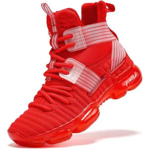 imageJMFCHI Womens Sneakers Walking Shoes Mesh Lace up Tennis Shoes Fashion Non Slip Casual Workout Sneaker Gym SportsRed