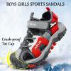 imageJMFCHI Boys Girls Sports Sandals Summer Kids Closed Toe Outdoor Sandals Athletic Water Shoes Sandals Child Pool Beach Sandals Quick Drying Slip Resistant8123grey Red