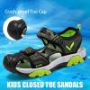 imageJMFCHI Boys Girls Sports Sandals Summer Kids Closed Toe Outdoor Sandals Athletic Water Shoes Sandals Child Pool Beach Sandals Quick Drying Slip ResistantBlackGreen8036