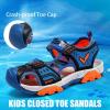 imageJMFCHI Boys Girls Sports Sandals Summer Kids Closed Toe Outdoor Sandals Athletic Water Shoes Sandals Child Pool Beach Sandals Quick Drying Slip ResistantBlackBlue8036