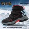 imageJMFCHI Kids Hiking Boots Boys Girls Outdoor Walking Climbing Sneaker Comfortable Nonslip Snow Shoes Hiker Boot Antiskid Steel Buckle Sole1redBlack