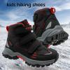 imageJMFCHI Kids Hiking Boots Boys Girls Outdoor Walking Climbing Sneaker Comfortable Nonslip Snow Shoes Hiker Boot Antiskid Steel Buckle Sole1redBlack