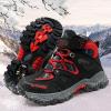 imageJMFCHI Kids Hiking Boots Boys Girls Outdoor Walking Climbing Sneaker Comfortable Nonslip Snow Shoes Hiker Boot Antiskid Steel Buckle Sole32blackRed