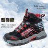 imageJMFCHI Kids Hiking Boots Boys Girls Outdoor Walking Climbing Sneaker Comfortable Nonslip Snow Shoes Hiker Boot Antiskid Steel Buckle Sole3black