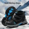 imageJMFCHI Kids Hiking Boots Boys Girls Outdoor Walking Climbing Sneaker Comfortable Nonslip Snow Shoes Hiker Boot Antiskid Steel Buckle Sole3blackBlue