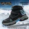 imageJMFCHI Kids Hiking Boots Boys Girls Outdoor Walking Climbing Sneaker Comfortable Nonslip Snow Shoes Hiker Boot Antiskid Steel Buckle Sole3blackBlue