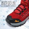 imageJMFCHI Kids Hiking Boots Boys Girls Outdoor Walking Climbing Sneaker Comfortable Nonslip Snow Shoes Hiker Boot Antiskid Steel Buckle Sole3red