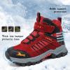 imageJMFCHI Kids Hiking Boots Boys Girls Outdoor Walking Climbing Sneaker Comfortable Nonslip Snow Shoes Hiker Boot Antiskid Steel Buckle Sole3red