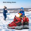 imageJMFCHI Kids Hiking Boots Boys Girls Outdoor Walking Climbing Sneaker Comfortable Nonslip Snow Shoes Hiker Boot Antiskid Steel Buckle Sole3red