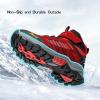 imageJMFCHI Kids Hiking Boots Boys Girls Outdoor Walking Climbing Sneaker Comfortable Nonslip Snow Shoes Hiker Boot Antiskid Steel Buckle Sole3red