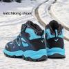 imageJMFCHI Kids Hiking Boots Boys Girls Outdoor Walking Climbing Sneaker Comfortable Nonslip Snow Shoes Hiker Boot Antiskid Steel Buckle Sole8032black Blue