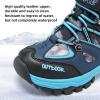 imageJMFCHI Kids Hiking Boots Boys Girls Outdoor Walking Climbing Sneaker Comfortable Nonslip Snow Shoes Hiker Boot Antiskid Steel Buckle Sole8032black Blue