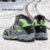 imageJMFCHI Kids Hiking Boots Boys Girls Outdoor Walking Climbing Sneaker Comfortable Nonslip Snow Shoes Hiker Boot Antiskid Steel Buckle Sole8032grey Green