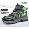 imageJMFCHI Kids Hiking Boots Boys Girls Outdoor Walking Climbing Sneaker Comfortable Nonslip Snow Shoes Hiker Boot Antiskid Steel Buckle Sole8032grey Green