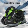 imageJMFCHI Kids Hiking Boots Boys Girls Outdoor Walking Climbing Sneaker Comfortable Nonslip Snow Shoes Hiker Boot Antiskid Steel Buckle Sole8065black Green