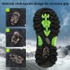 imageJMFCHI Kids Hiking Boots Boys Girls Outdoor Walking Climbing Sneaker Comfortable Nonslip Snow Shoes Hiker Boot Antiskid Steel Buckle Sole8065black Green
