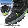 imageJMFCHI Kids Hiking Boots Boys Girls Outdoor Walking Climbing Sneaker Comfortable Nonslip Snow Shoes Hiker Boot Antiskid Steel Buckle Sole8065black Green